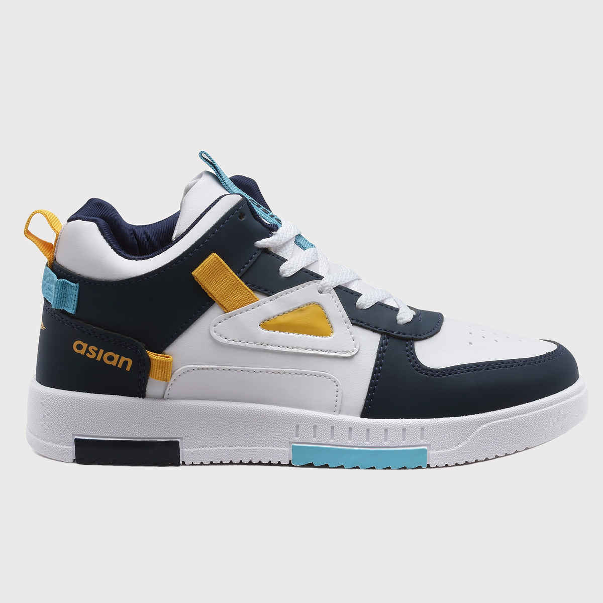 Asian Tarzan-11 Men High Top Sneakers White-Navy (Size-6)