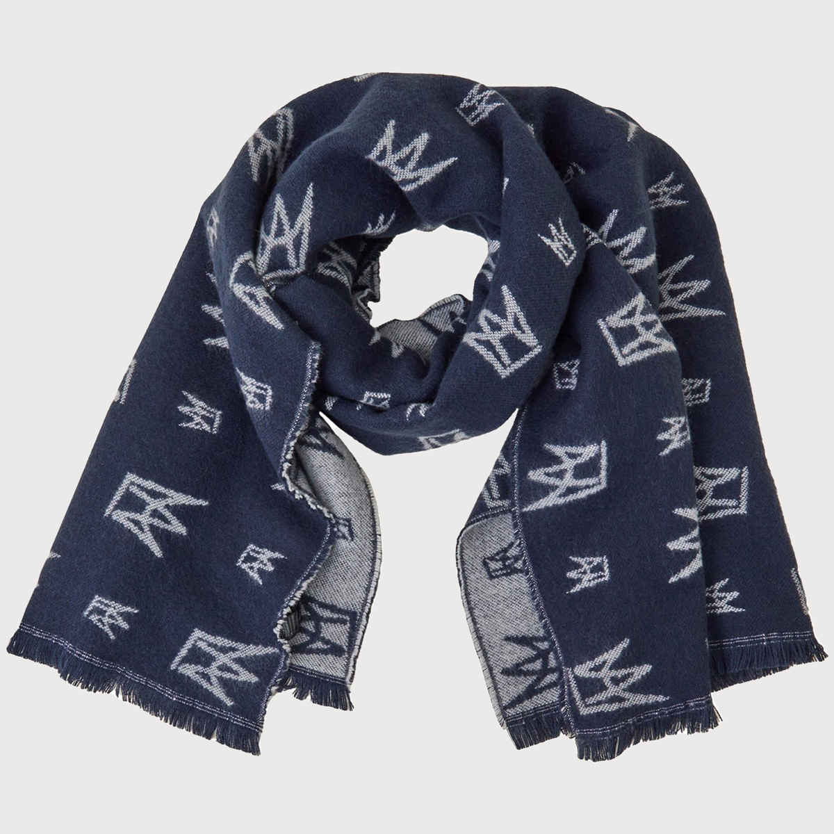 Accessorize London Women's Crown Emblem Jacquard Blanket Scarf - Blue