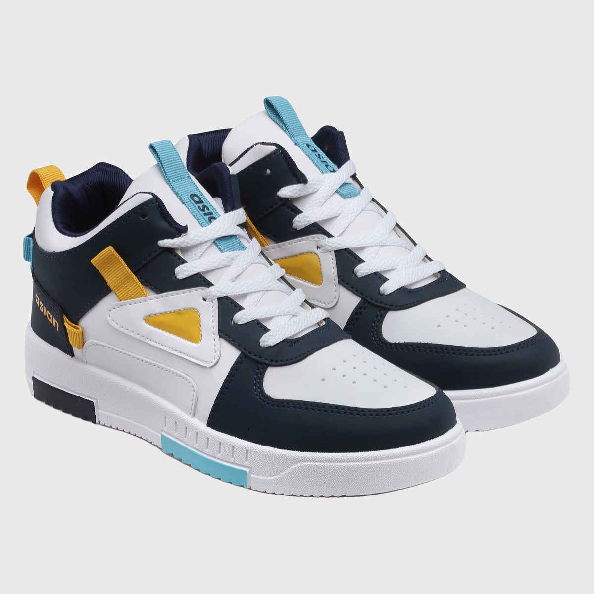 Asian Tarzan-11 Men High Top Sneakers White-Navy (Size-6)