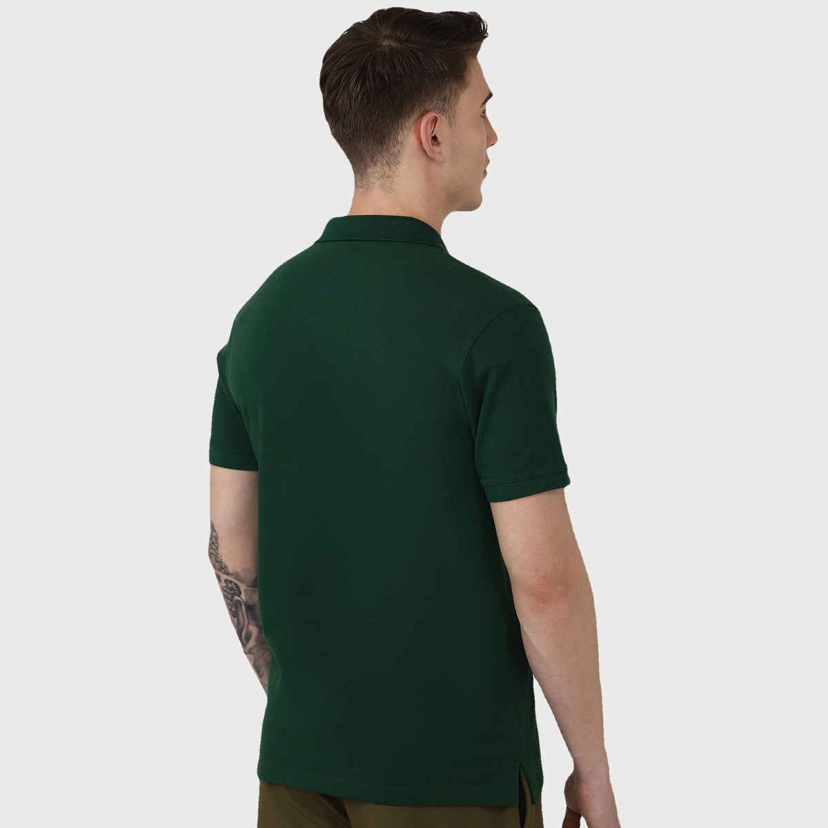 hummel Men's Dany Polo Neck Solid Regular Fit Cotton Poly T-shirt | Evergreen - XL