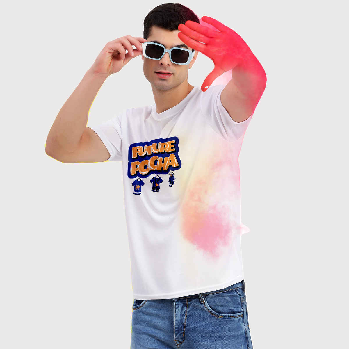 Freecultr Unisex Printed T-shirt Future Pocha | White | L