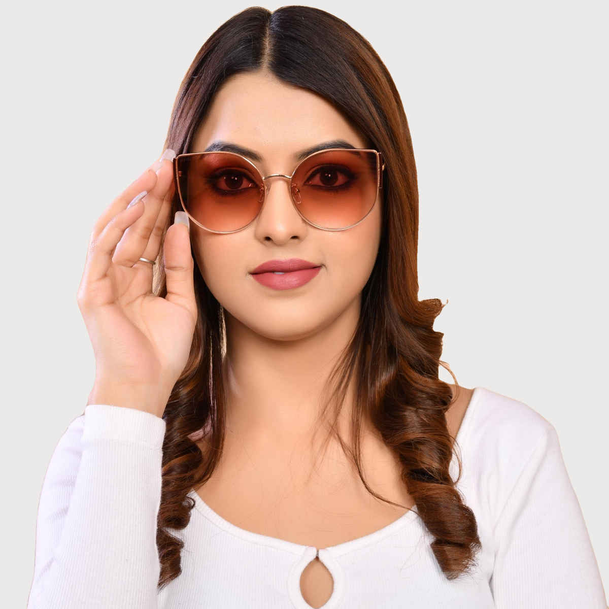 Royal Son Metal Cat Eye Sunglasses with UV Protection - CHI0055