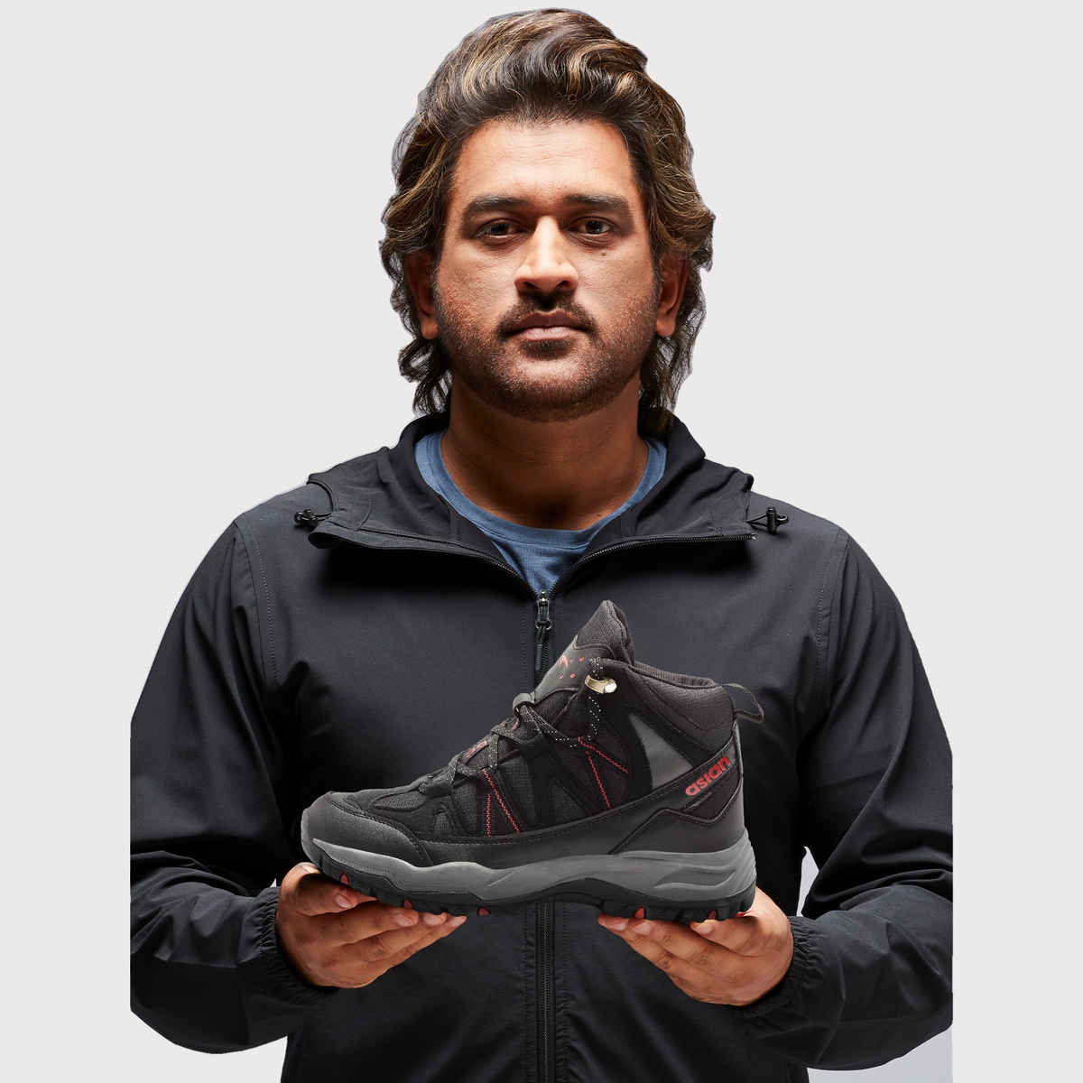 Asian Everest-21 Trekking Shoes For Men Black Red | UK-10