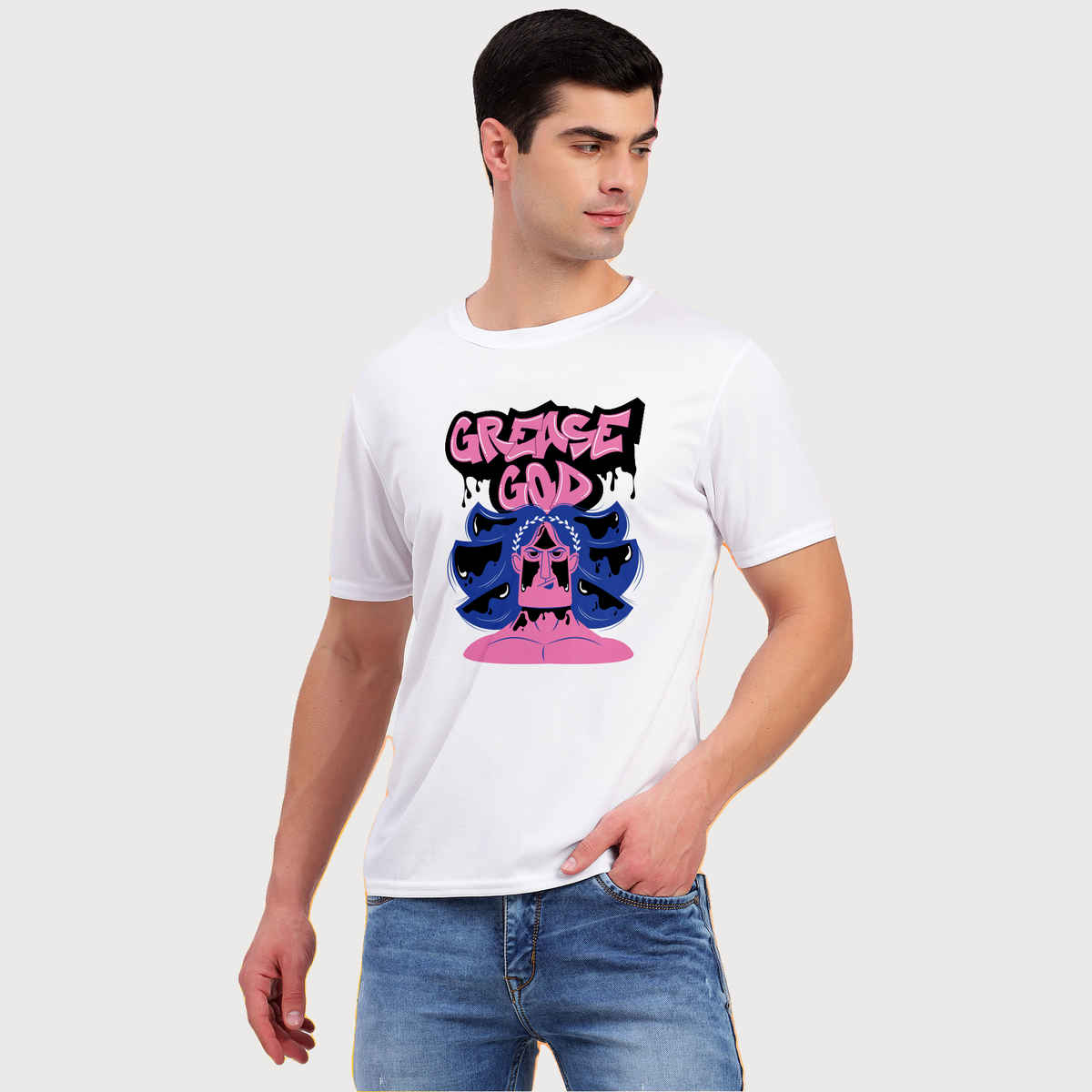 Freecultr Unisex Printed T-shirt Grease God | White | XL