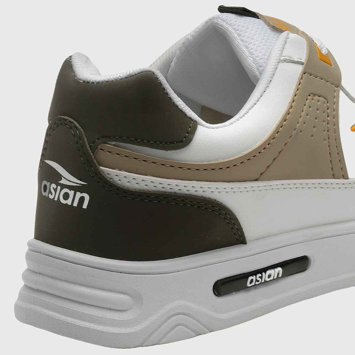 Asian Boston-01 Men Sneakers White-Mehandi-Beige (UK-6)