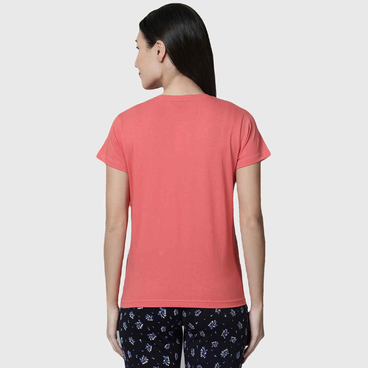 Kryptic Women's Printed Pure Cotton Lounge T-shirt | Fuschia Pink - S