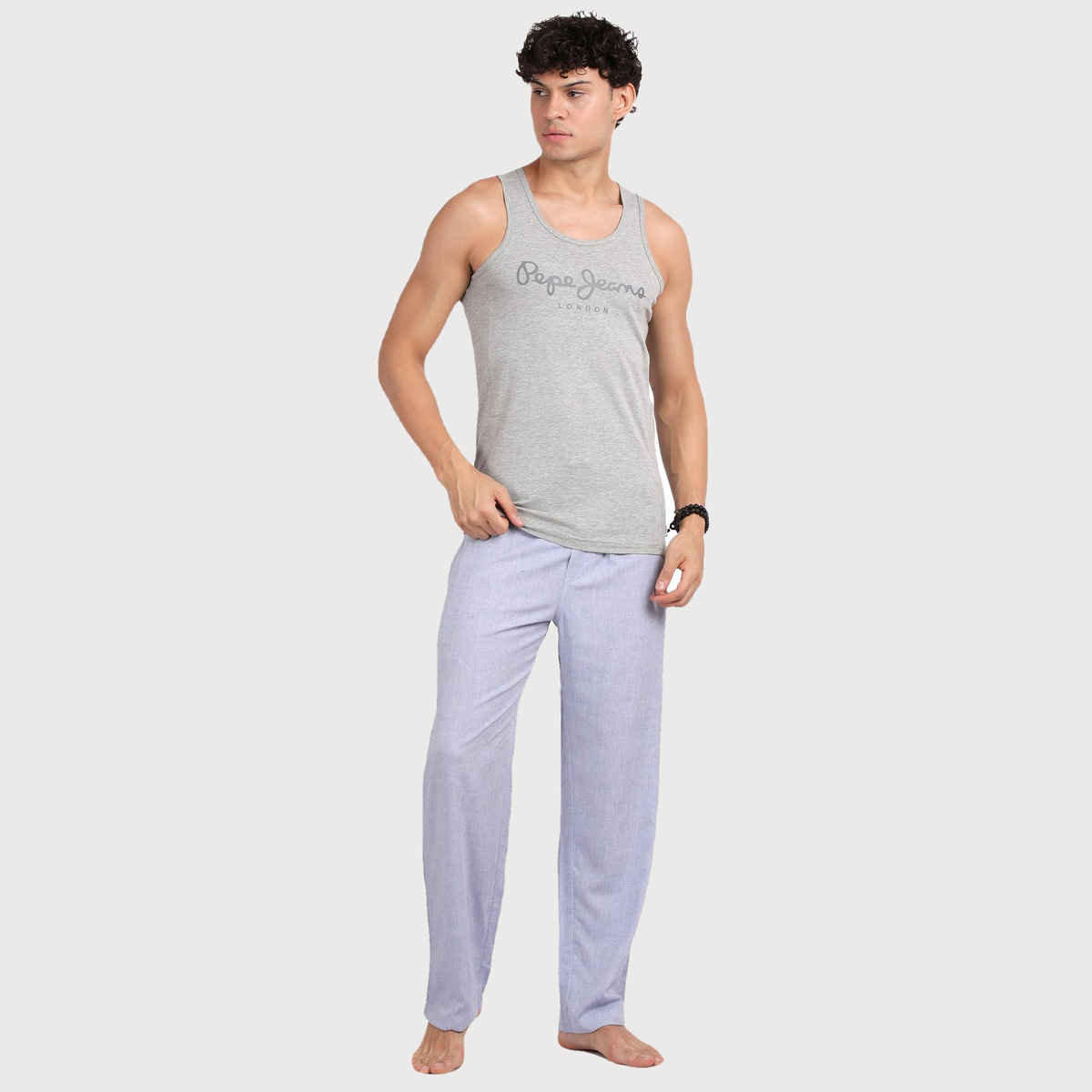 Pepe Jeans Mens Grey Melange Cotton Solid Gym Vest - Pack of 1 (L) Comfort Fit, Soft Fabric