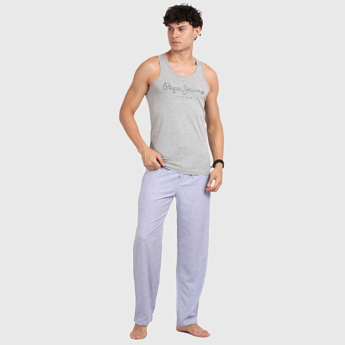 Pepe Jeans Mens Grey Melange Cotton Solid Gym Vest  - Pack of 1 (XXL) Comfort Fit, Soft Fabric