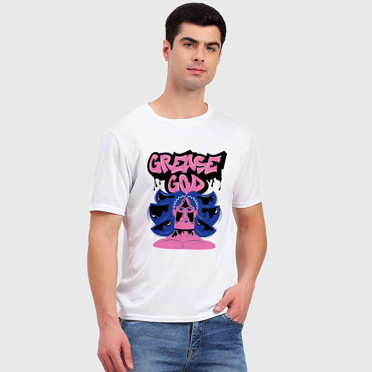 Freecultr Unisex Printed T-shirt Grease God | White | XL