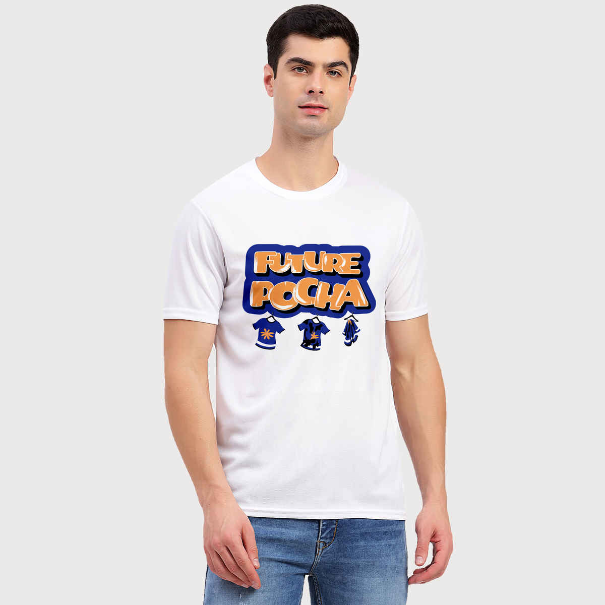 Freecultr Unisex Printed T-shirt Future Pocha | White | L