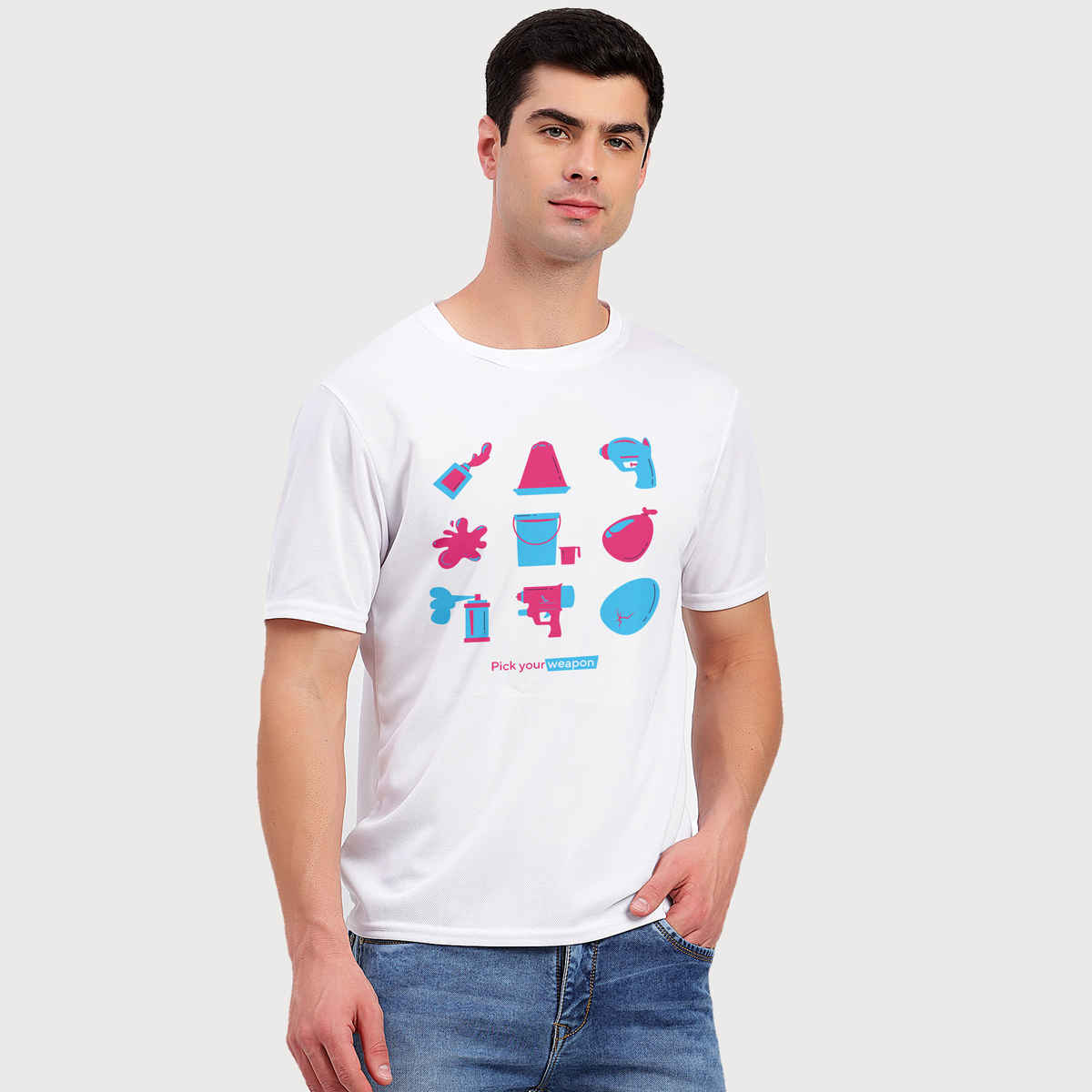 Freecultr Unisex Printed T-shirt Pick Your Weapon | White | S