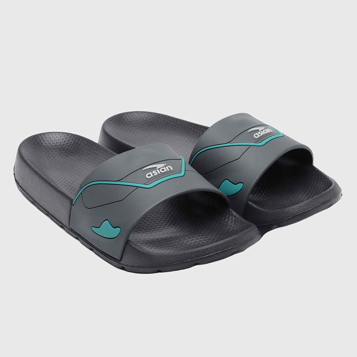 Asian Slider-31 Men Slides Grey-Firozi (Size-9)