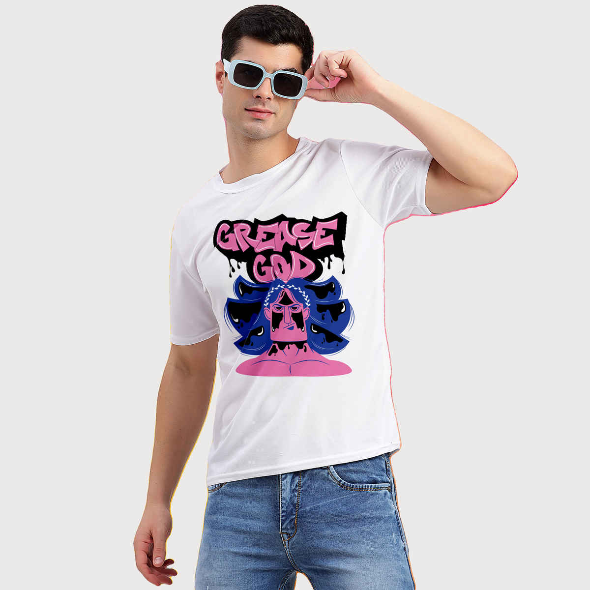 Freecultr Unisex Printed T-shirt Grease God | White | XL