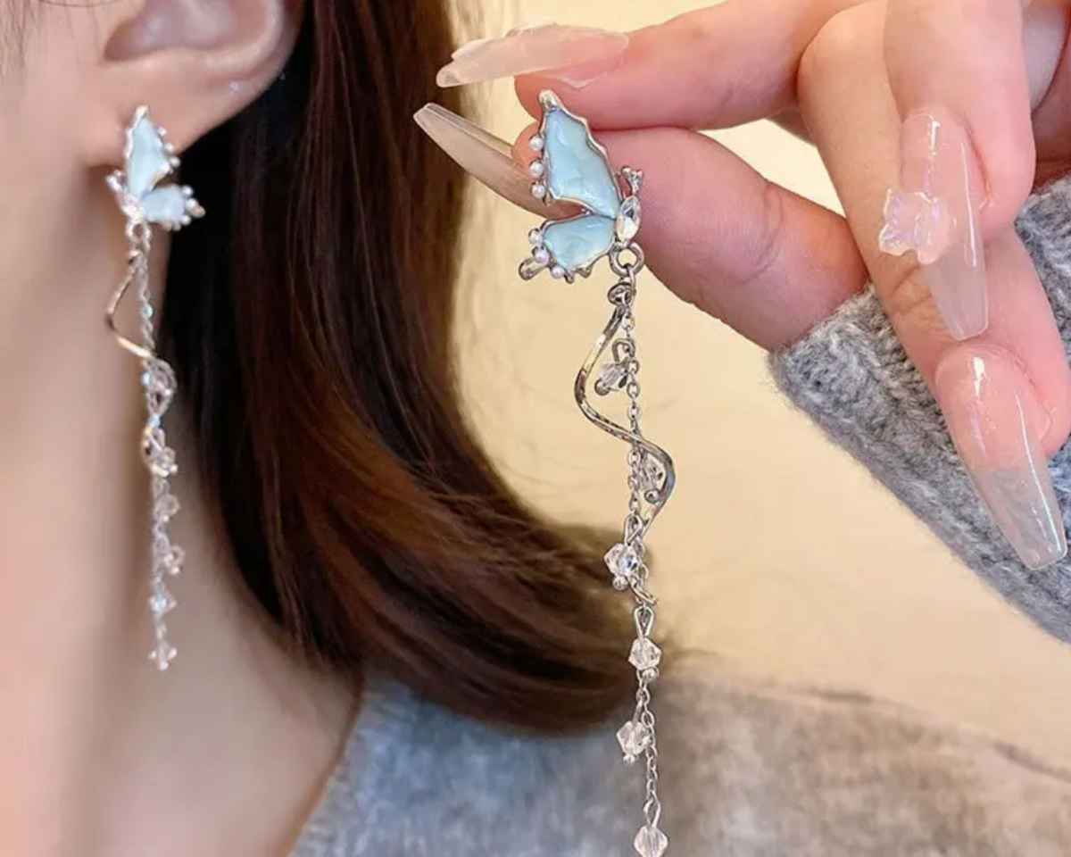 Estailo Fashion Mermaid Butterfly Earrings for Women | Stylish Lightweight Statement Jewellery | E0000904