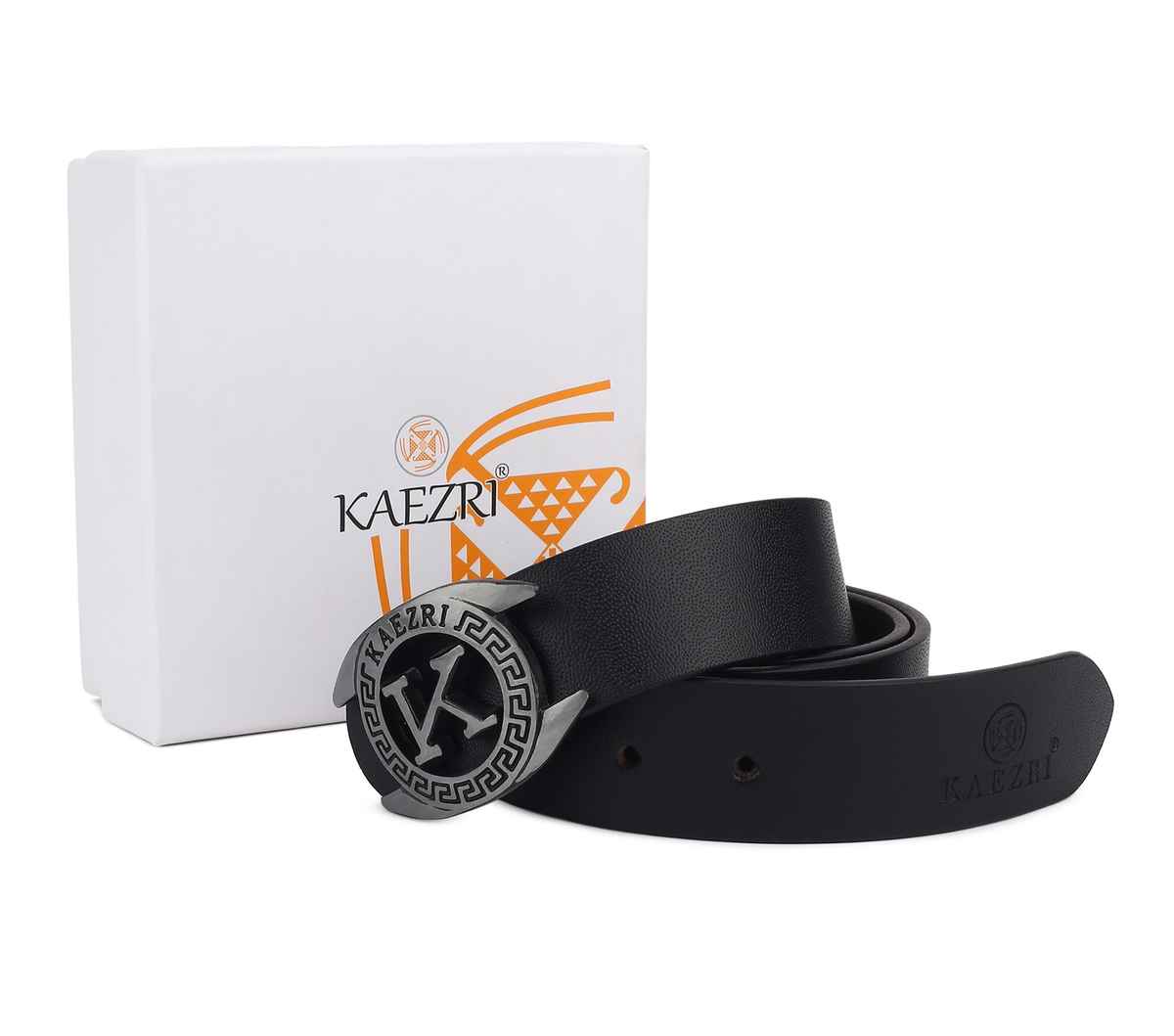 Kaezri Genuine Leather Black Belt for Men With Imported Buckle | Kzblddcb 36