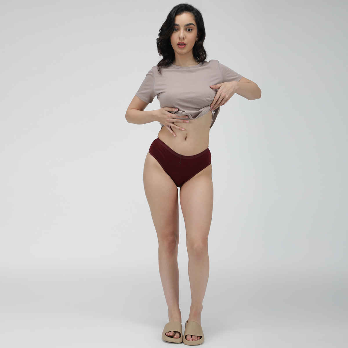 Amul Comfy Women's Cotton Plain Panty | Outer Elastic | Assorted - 85 cm