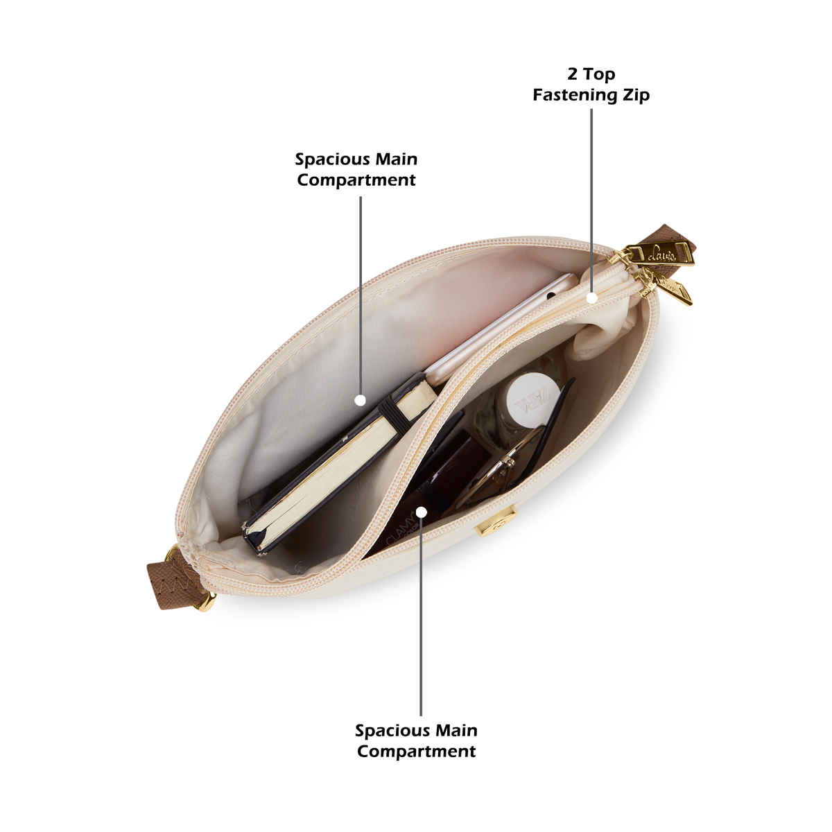 Lavie Women's Colourblock Rove Flap Crossbody Sling Bag | Ladies Purse Handbag | Off White