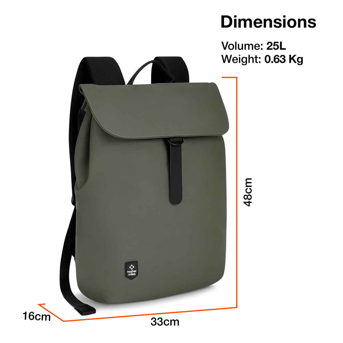 Nasher Miles Soho 25 L Top-open, Polyurethane Olive Green Laptop Backpack for College and School