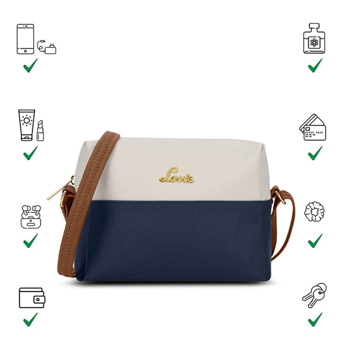 Lavie Women's Ellen Horizontal Cross Body Sling Bag | Ladies Purse Handbag | Navy