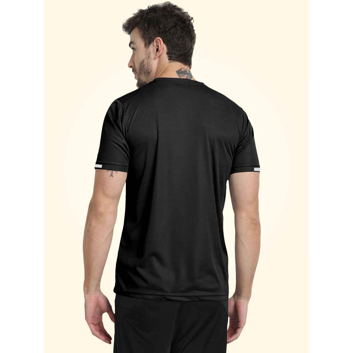 FTX Men s Solid Round Neck Polyester Half Sleeve Casual T-shirt | Black | S