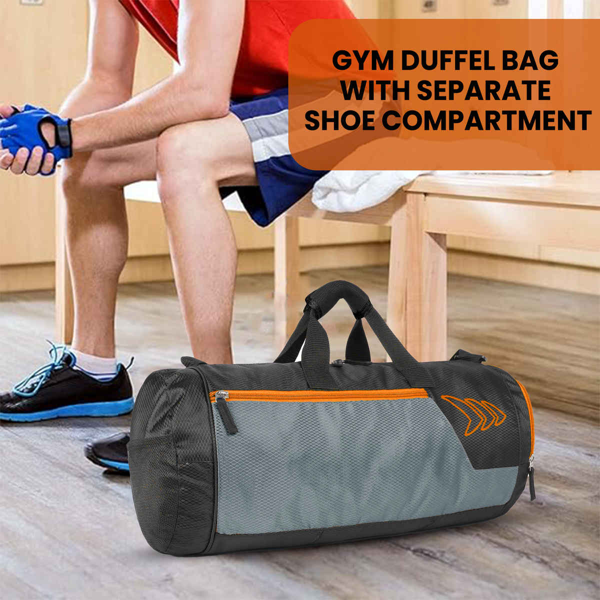 MAYOR Premium Gym Bag with Shoe Compartment | Orange and Black
