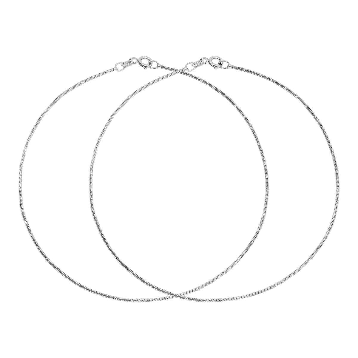 Zavya Sleek Minimal Chain 925 Sterling Silver Anklets for Women | Rhodium Plated Pair | ANK-60020