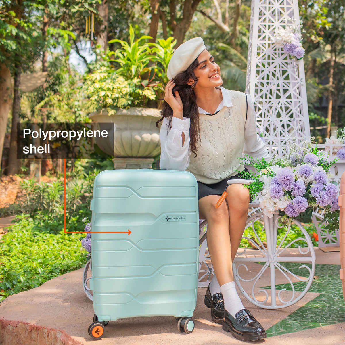 Nasher Miles Paris Check-In Hard Sided Polypropylene- 28 Inch - 75 cm Trolley Bag- Pastel Green