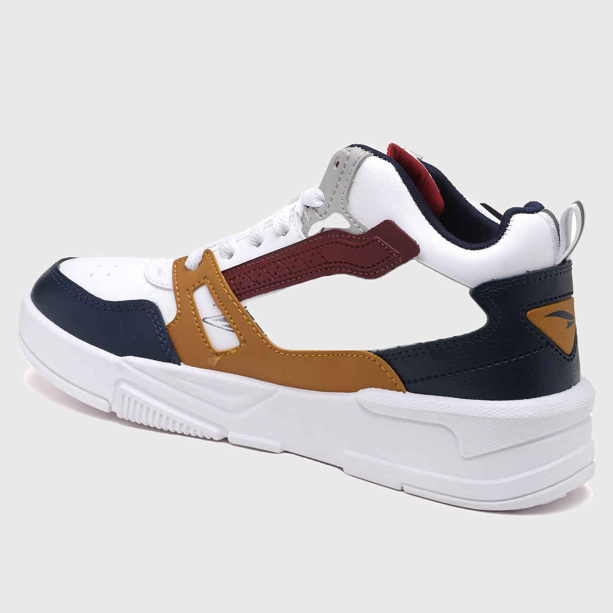 Asian Men s Mexico-11 White Navy Mustard Hightop Sneakers | UK-8