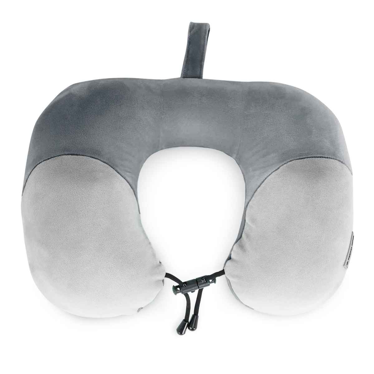 Nasher Miles 100% Pure Memory Foam Travel Neck Pillow- Stable Neck Support- Dark Grey And Grey