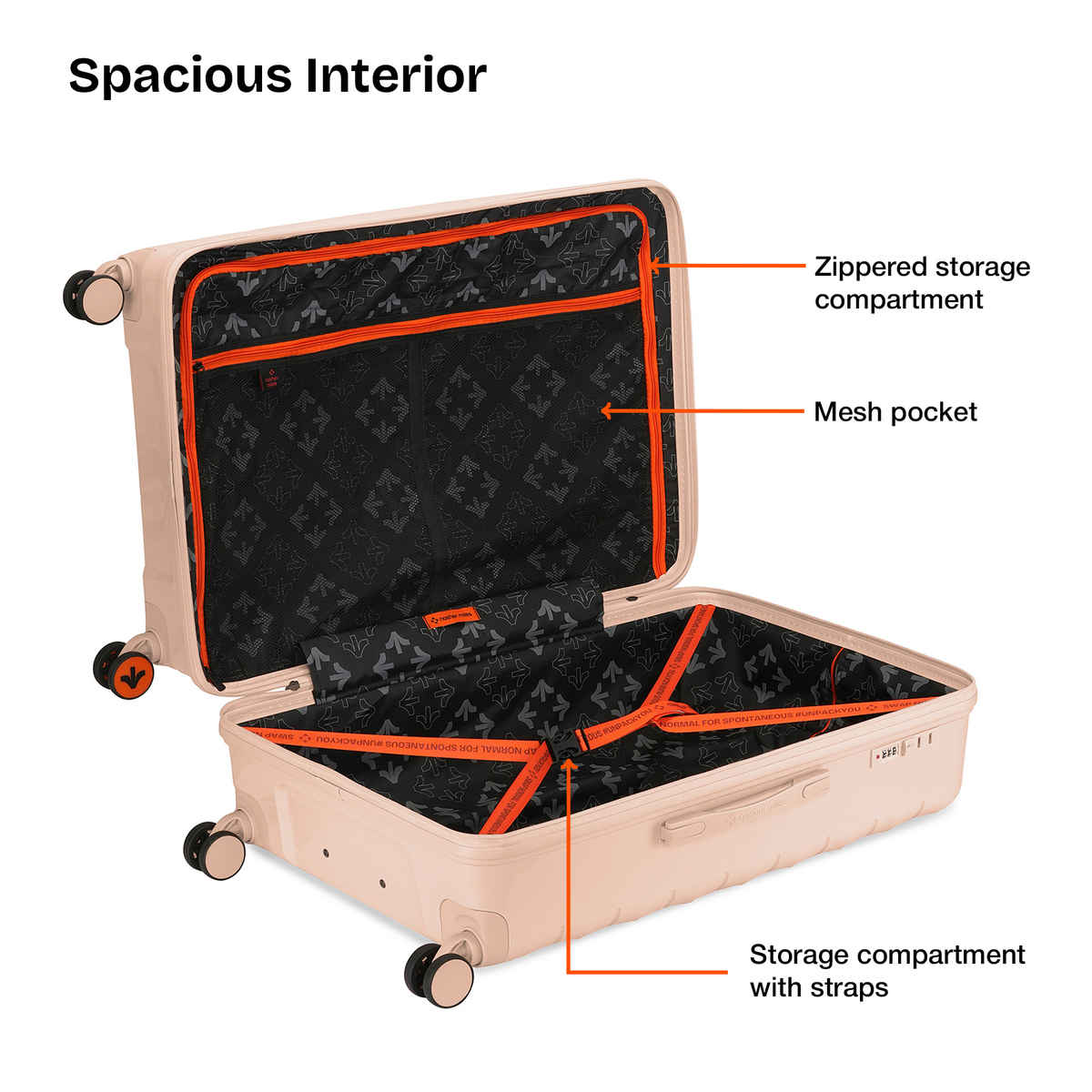 Nasher Miles Vienna Check-In Hard Sided Polypropylene 24 Inch|65 cm Trolley Bag - Peach