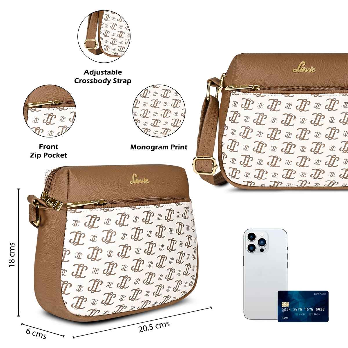 Lavie Women's Mono Ll Farah Crossbody Sling Bag | Ladies Purse Handbag | Off White