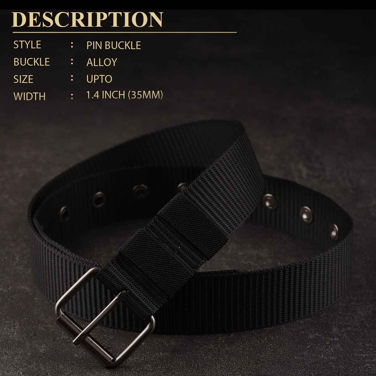 Zoro Men's Solid Woven Fabric Belt | Black - Free Size