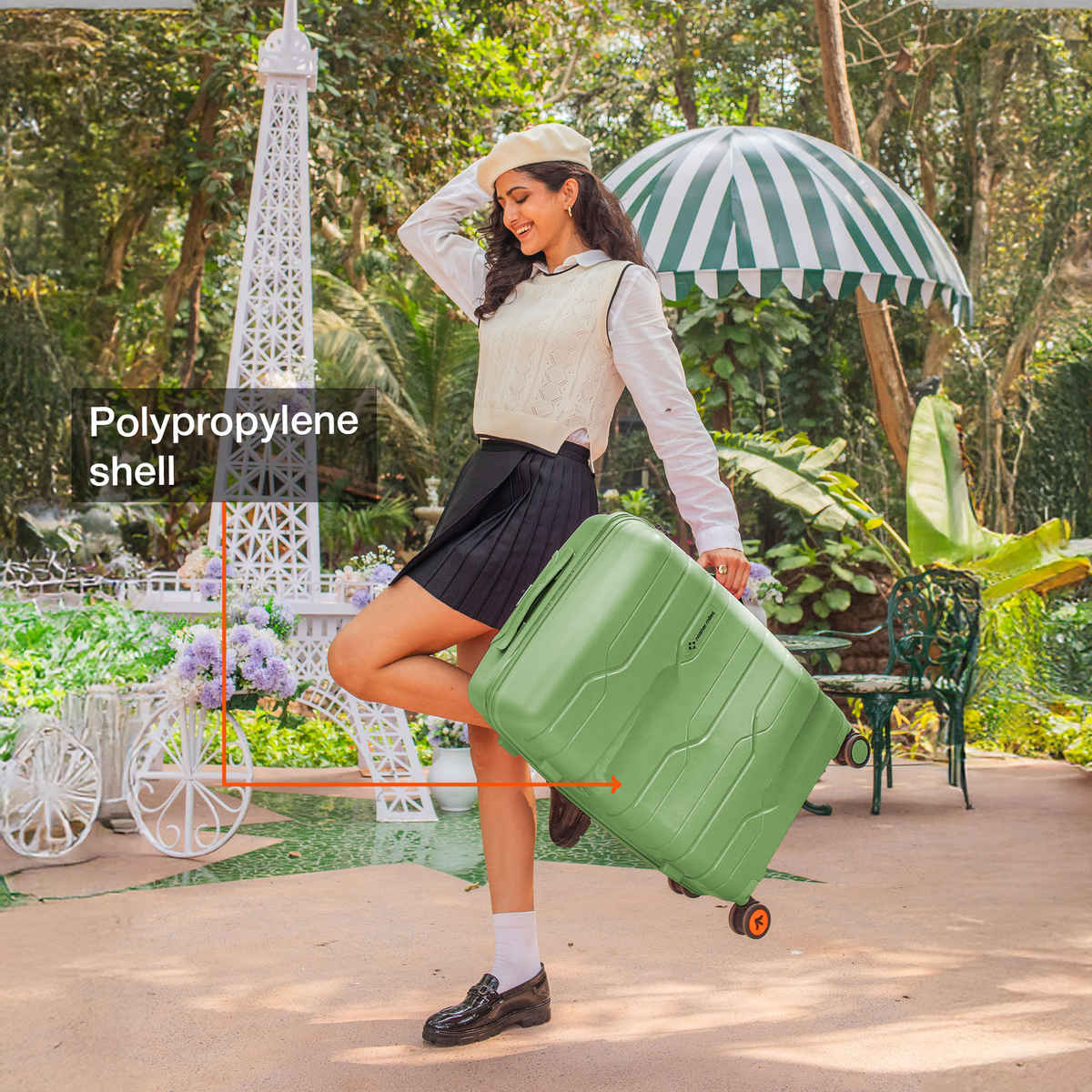 Nasher Miles Paris Check-In Hard Sided Polypropylene- 24 Inch - 65 cm Trolley Bag- Avacado Green