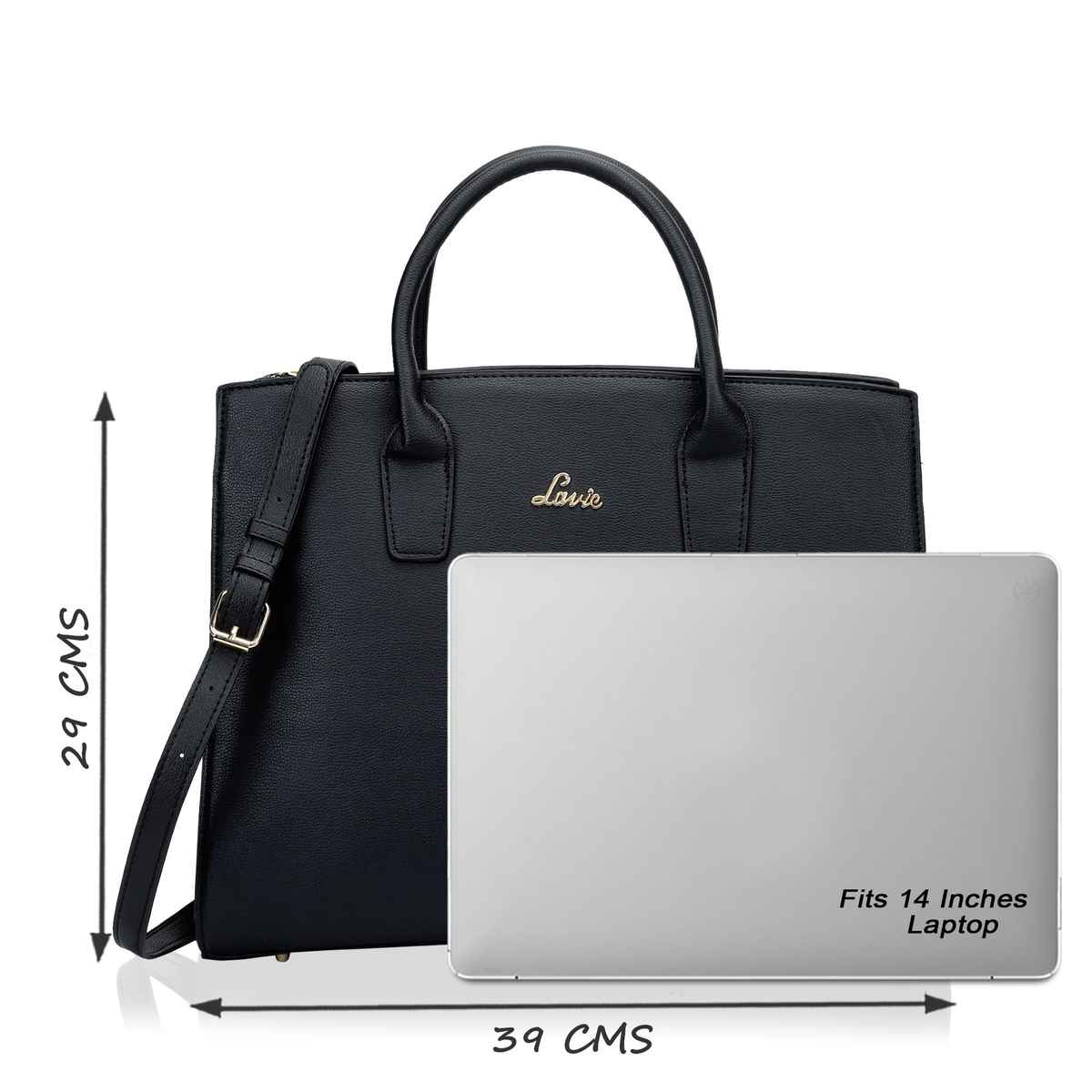 Lavie Women's Ellon Laptop Handbag For | Ladies Purse | Shoulder Bag | Large | Black