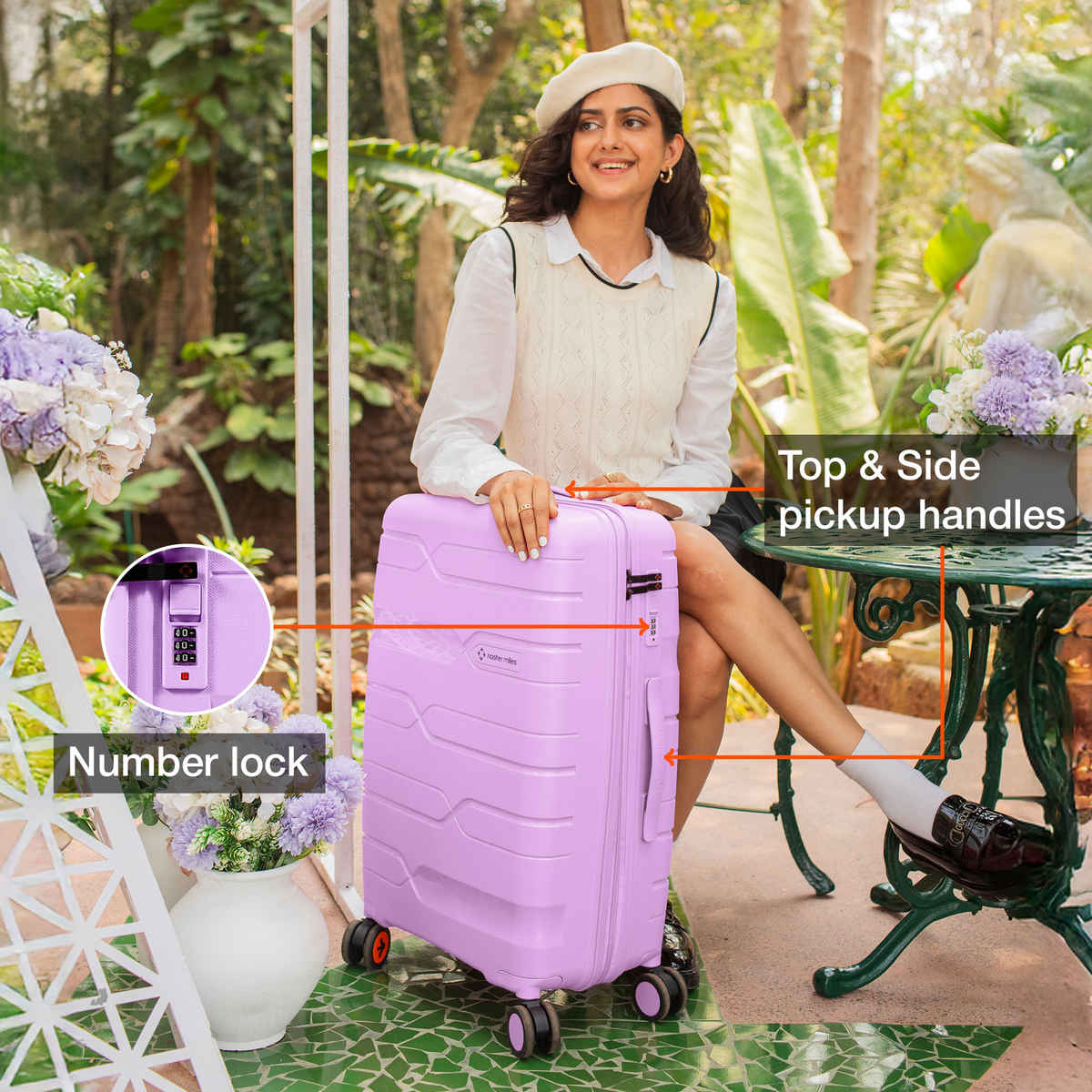 Nasher Miles Paris Check-In Hard Sided Polypropylene 24 Inch|65 cm Trolley Bag - Purple