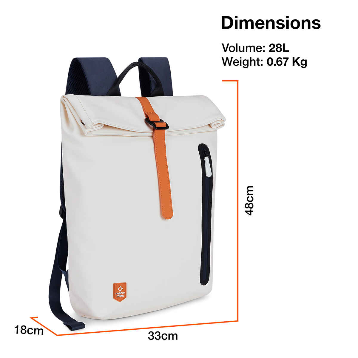 Nasher Miles Chelsea 28 L Top-open, Polyurethane Laptop Backpack for College and School- White