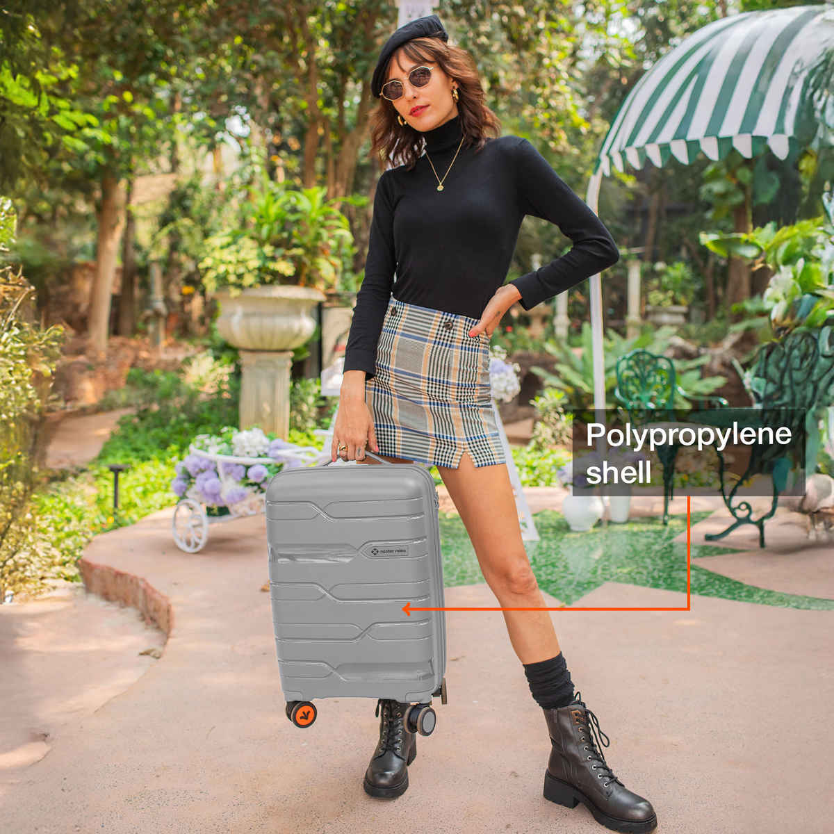 Nasher Miles Paris Cabin Hard Sided Polypropylene 20 Inch|55 cm Trolley Bag - Grey