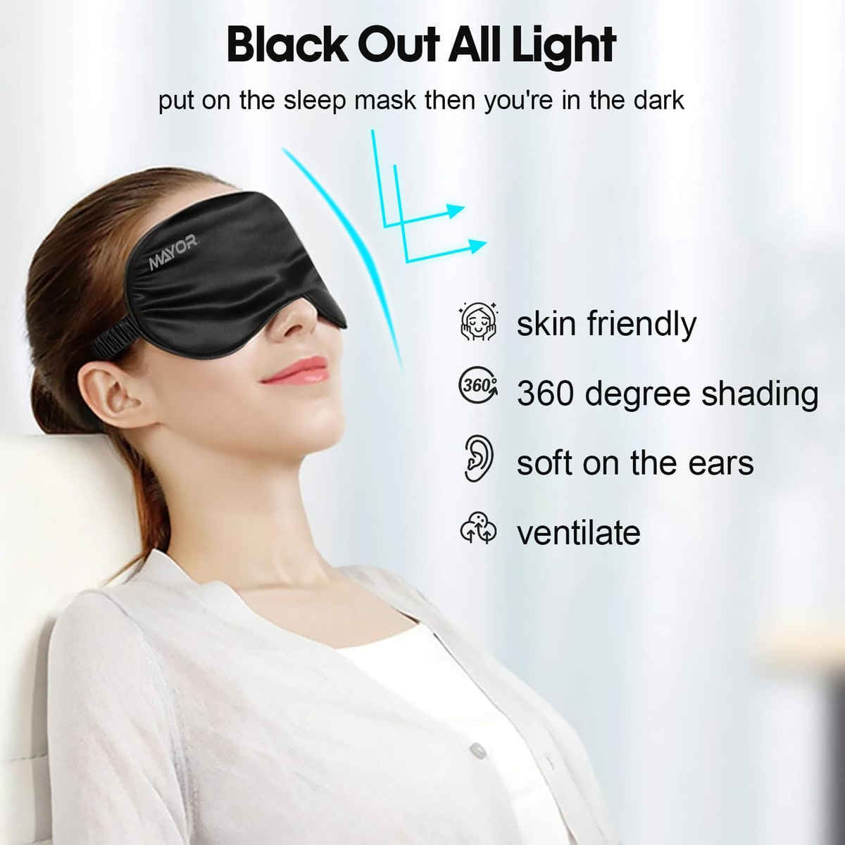 Mayor Premium Smooth Sleep Eye Mask Nap Mask with Comfortable Adjustable Strap