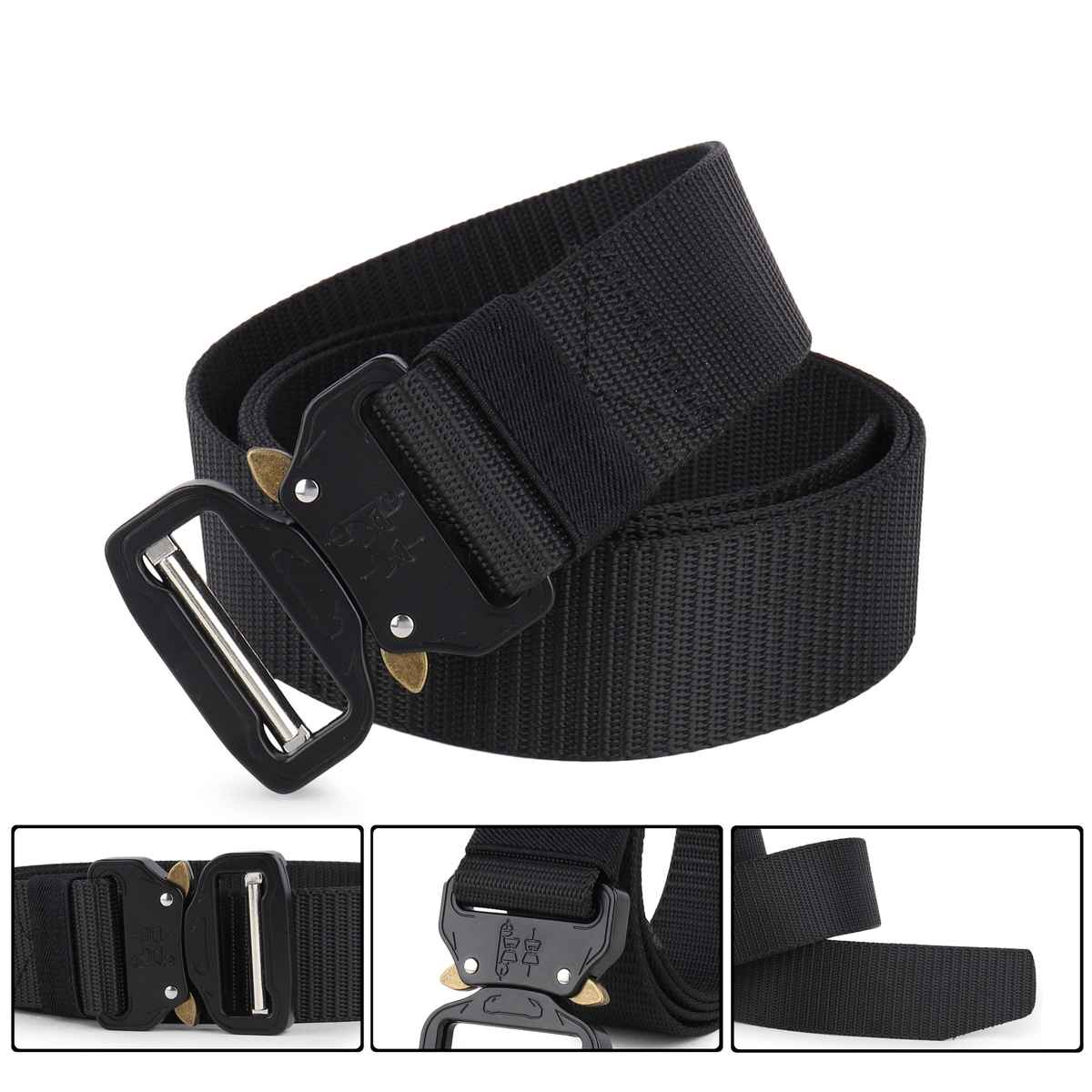 Zoro Men's Solid Nylon Belt | Black - Free Size