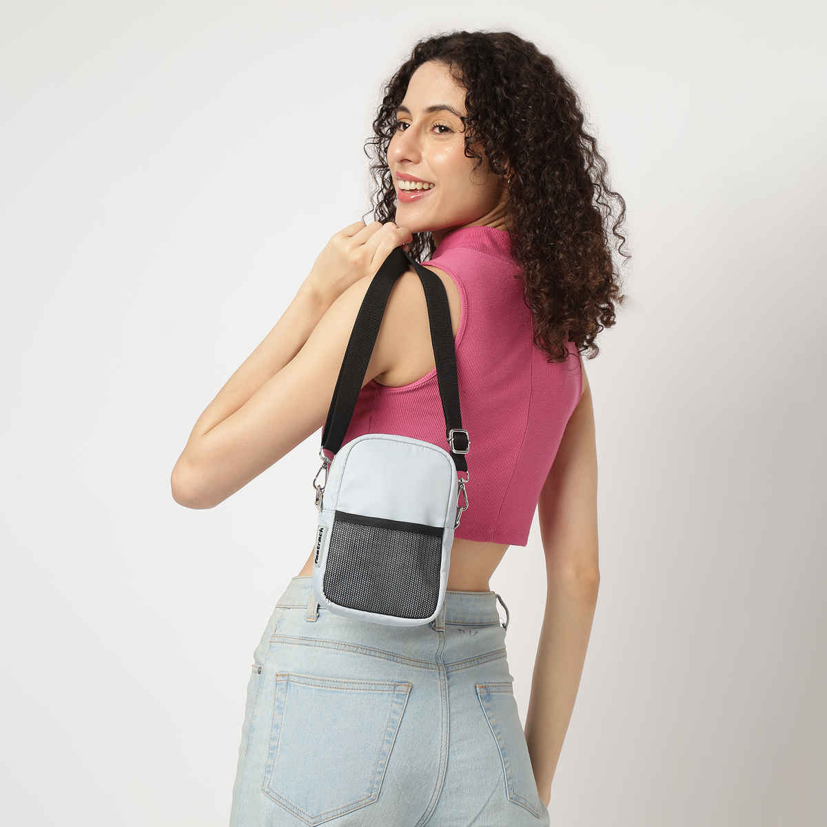 Fastrack Bags Women's Crossbody Sling Bag | Silver & Grey