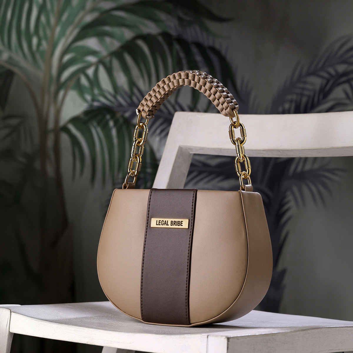 Legal Bribe Women's Knitted Handle Sling Bag | LB1969 | Khaki