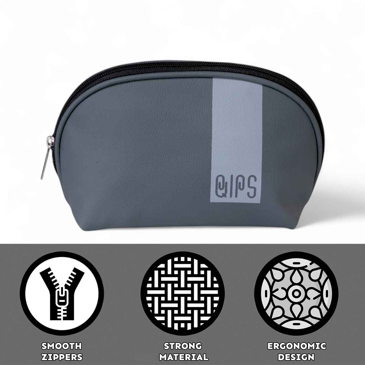 QIPS Unisex Solid PU 6 L Travel Pouch | Grey