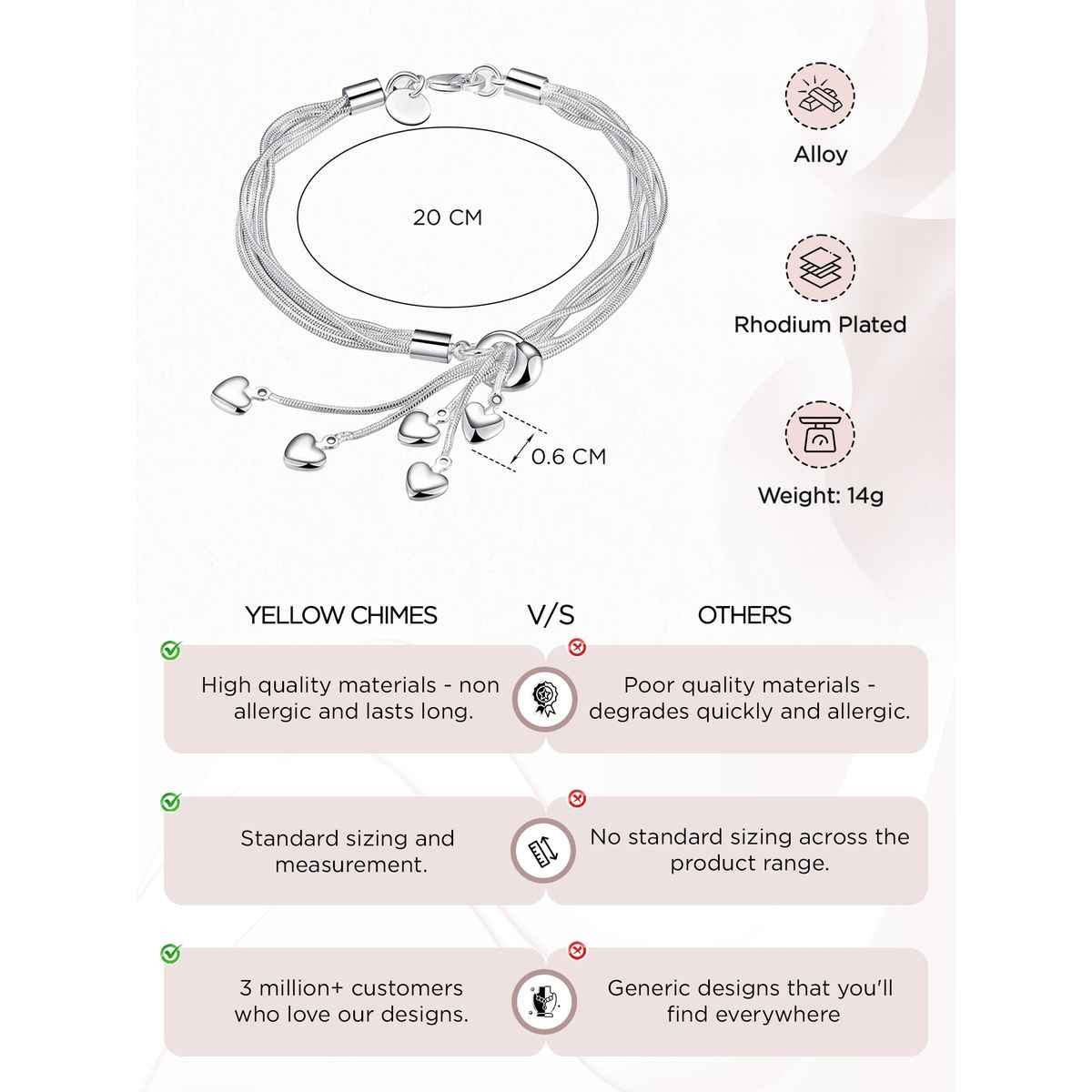 Yellow Chimes Women Silver-Toned Charm Bracelet