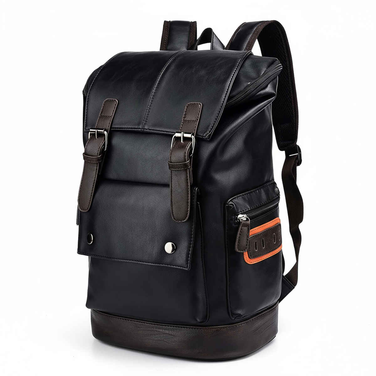 Fur Jaden 20 L Black Vegan Leather Stylish Laptop Backpack | Dedicated Laptop Compartment
