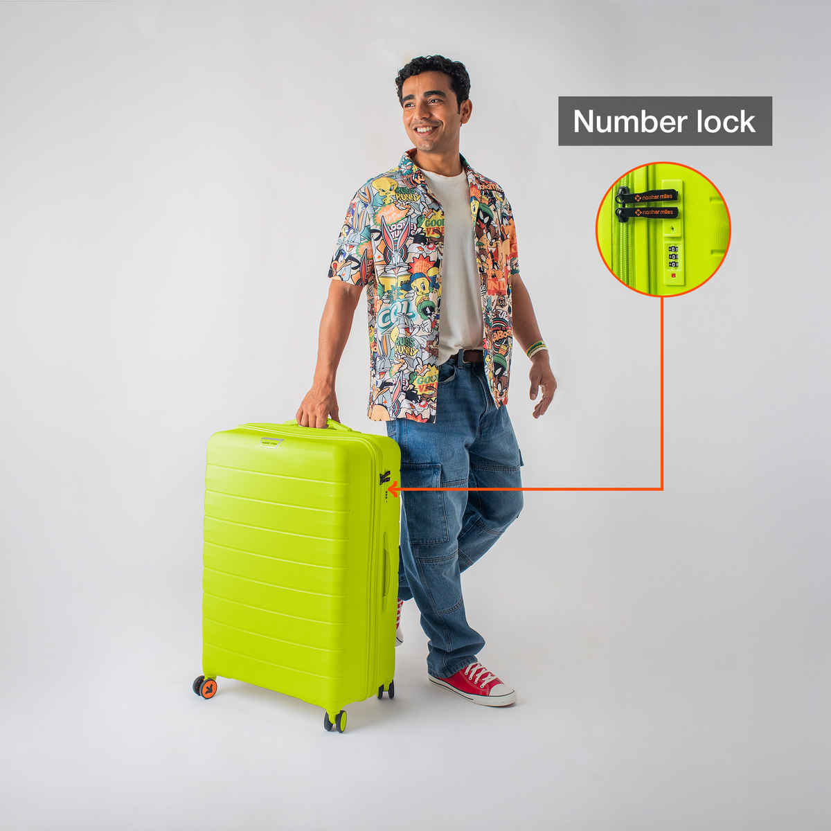 Nasher Miles Vienna Check-In Hard Sided Polypropylene 24 Inch|65 cm Trolley Bag - Neon Lime