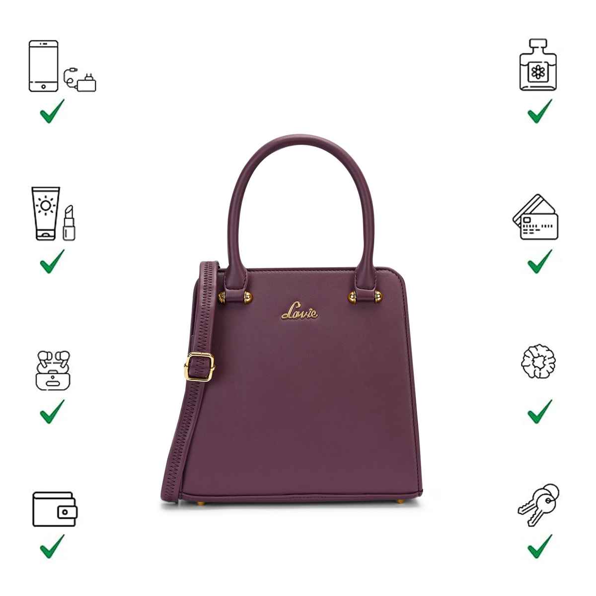 Lavie Women's Ushawu Small Satchel Handbag | Ladies purse | Shoulder Bag | Maroon