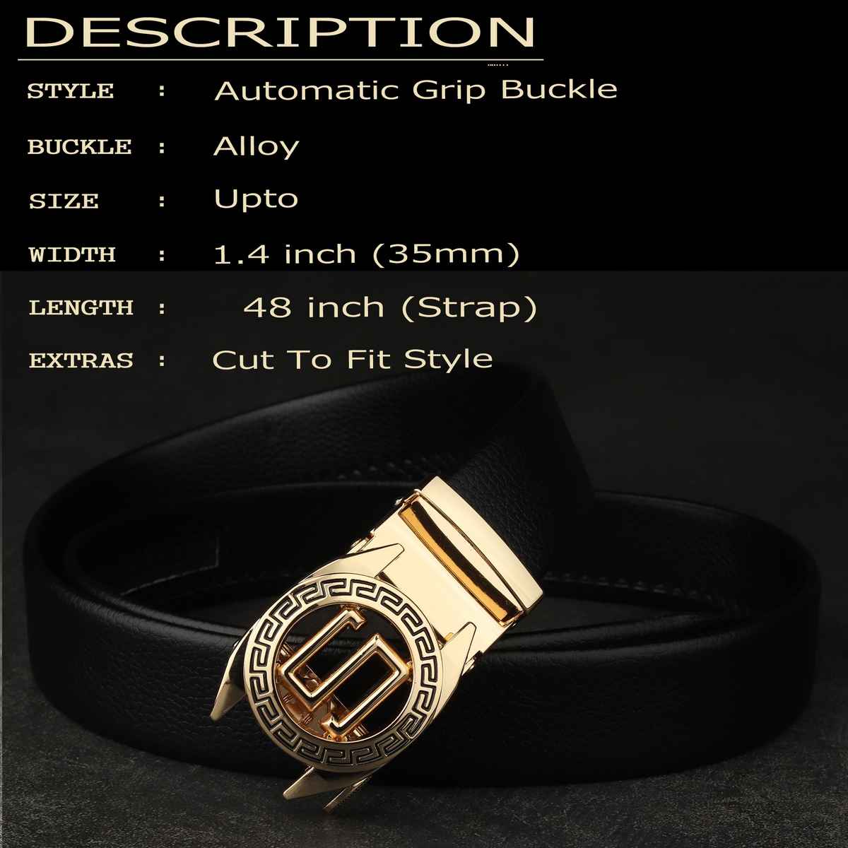 Zoro Men's Solid Vegan Leather Belt | Black - Free Size