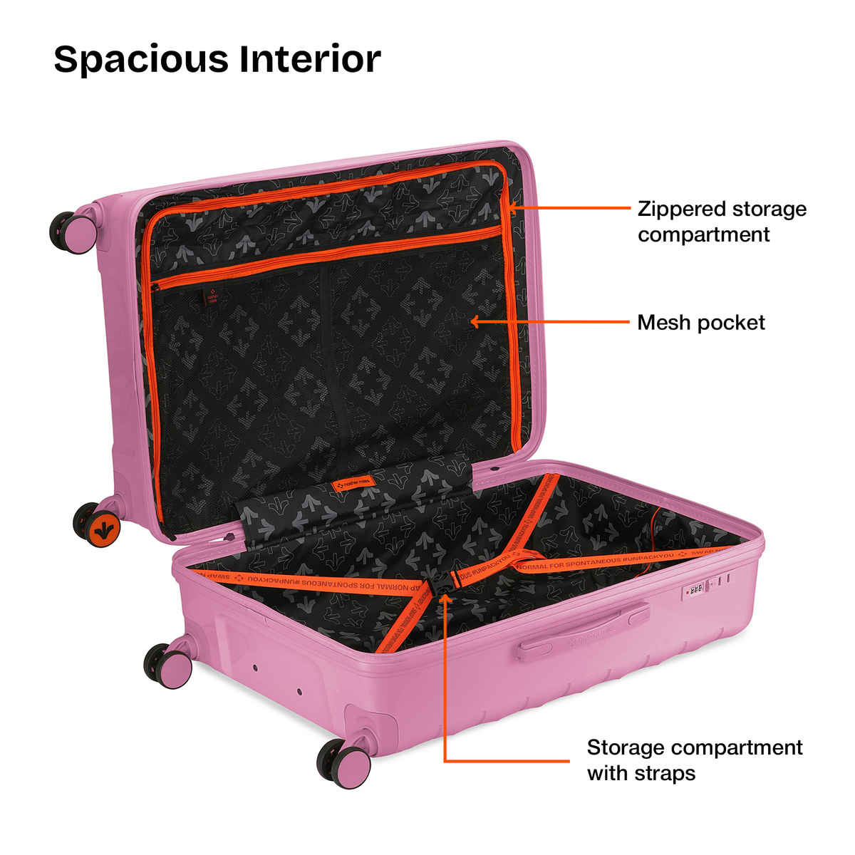 Nasher Miles Vienna Check-In Hardside Polypropylene 28 Inch-75 cm Trolley Bag- Pink