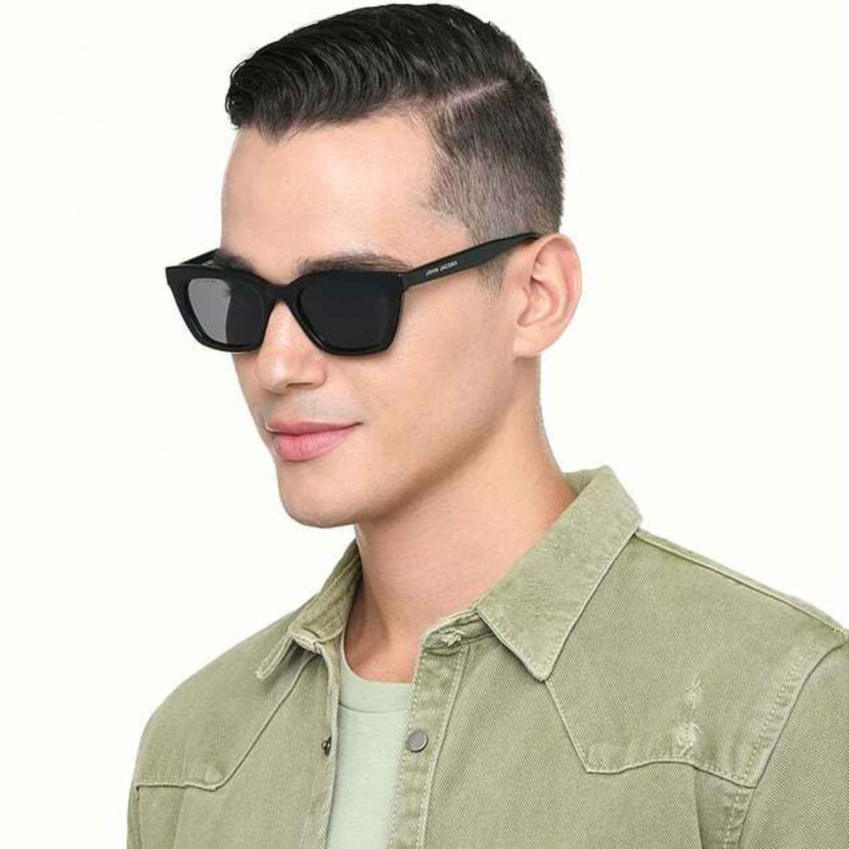 John Jacobs By Lenskart Unisex Solid Acetate Sunglasses | Black - Extra Wide