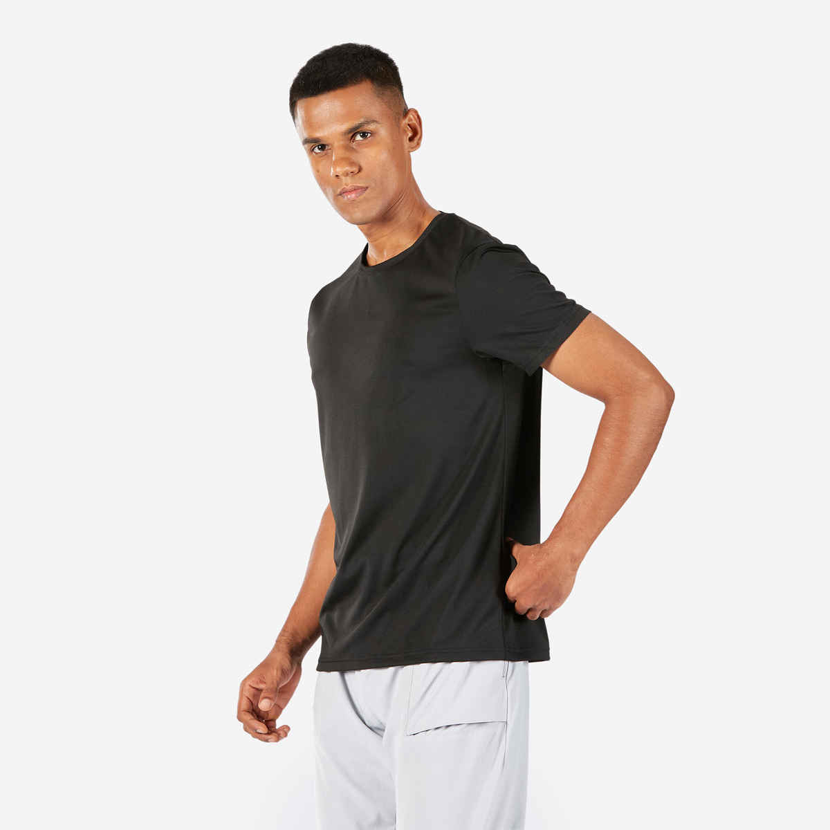Decathlon | Domyos Men's Regular Fit Cotton T-shirt - Black - XL